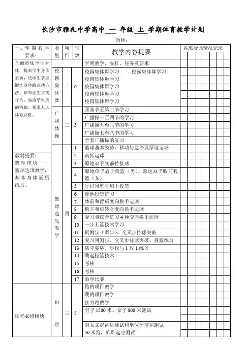 2014年下学期体育教学计划(篮球)