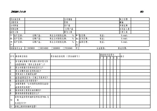 供应商调查 评定表