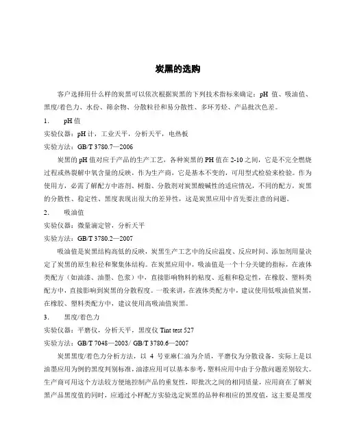 炭黑的选购