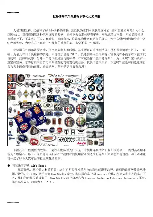 [整理]世界着名汽车品牌标识演化历史详解.