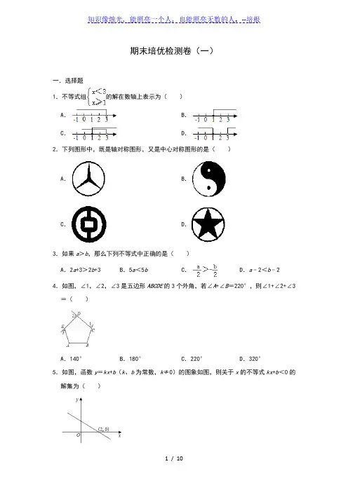 北师大版八年级下学期数学期末培优检测卷(一)(含答案)