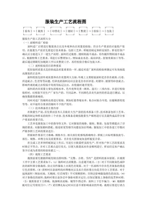 服装生产工艺流程图汇总