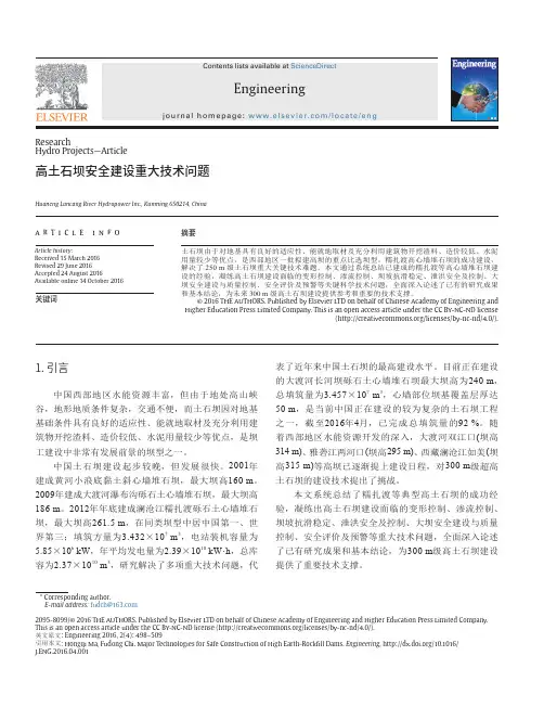 高土石坝安全建设重大技术问题