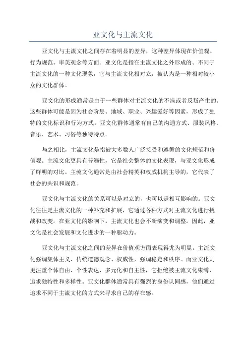 亚文化与主流文化