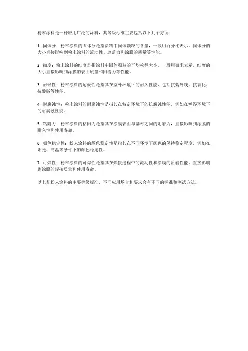 粉末涂料的等级标准