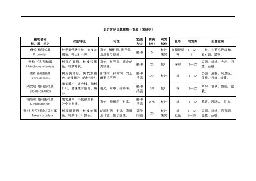 北方常见园林植物一览表