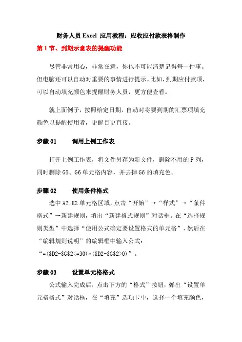 财务人员Excel 应用教程：应收应付款表格制作