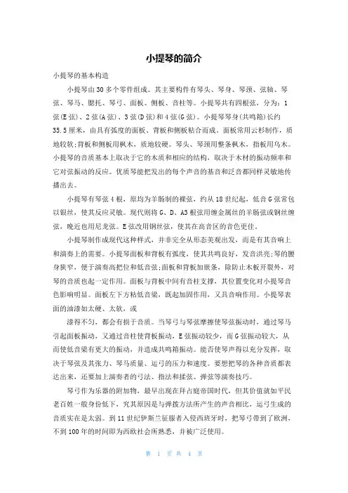 小提琴的简介