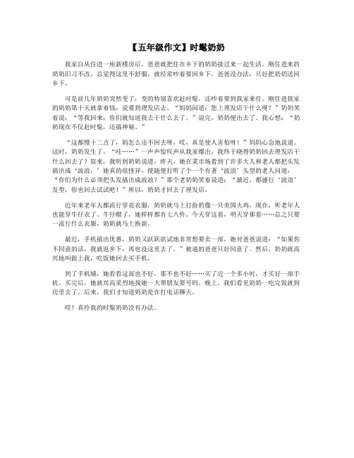 【五年级作文】时髦奶奶