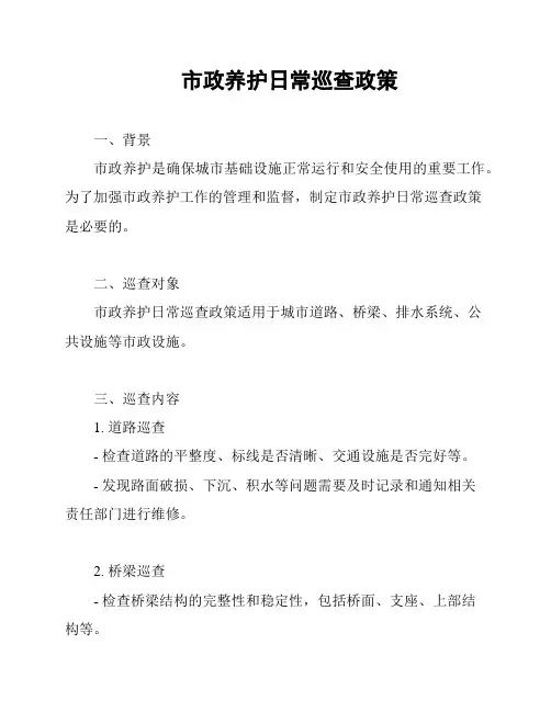 市政养护日常巡查政策