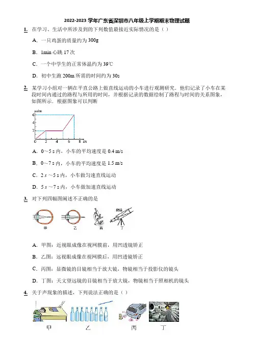 2022-2023学年广东省深圳市八年级上学期期末物理试题