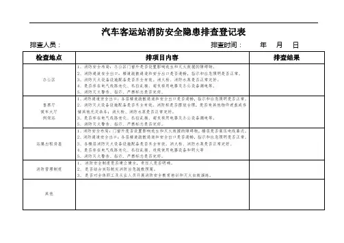 汽车客运站消防安全隐患排查登记表