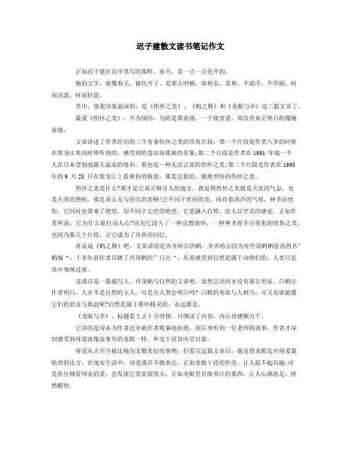 迟子建散文读书笔记作文
