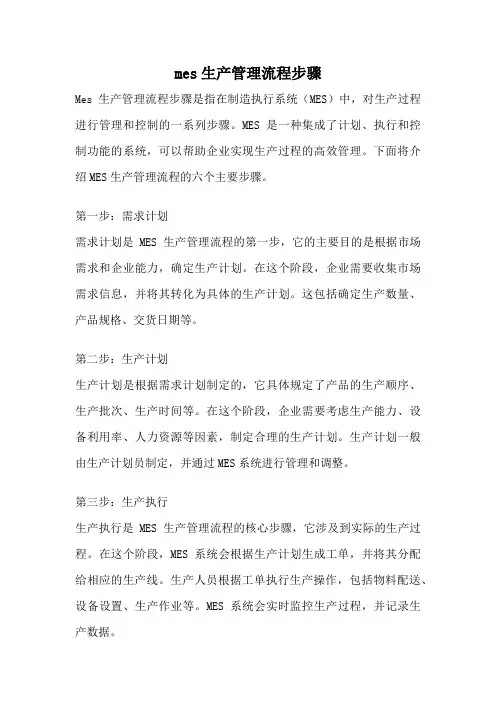 mes生产管理流程步骤