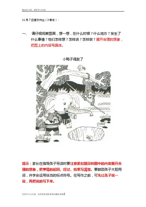 最新看图写话《小鸭子得救了》