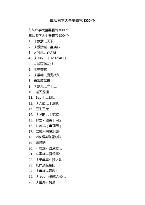 车队名字大全要霸气800个