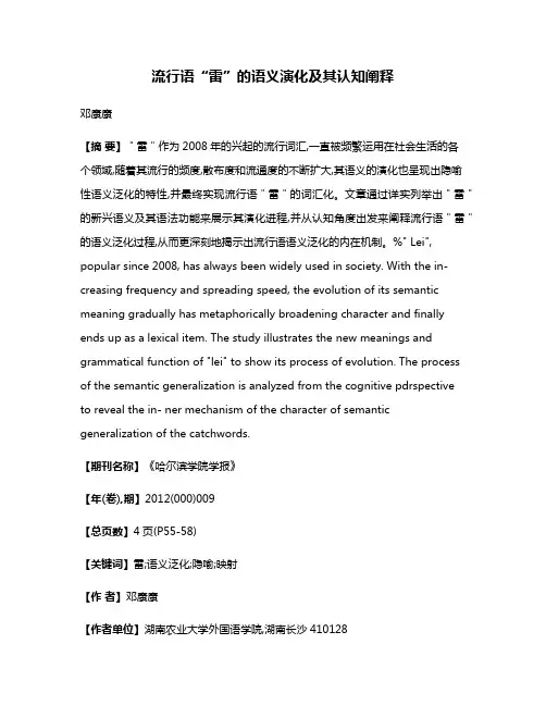 流行语“雷”的语义演化及其认知阐释