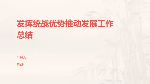 发挥统战优势推动发展工作总结