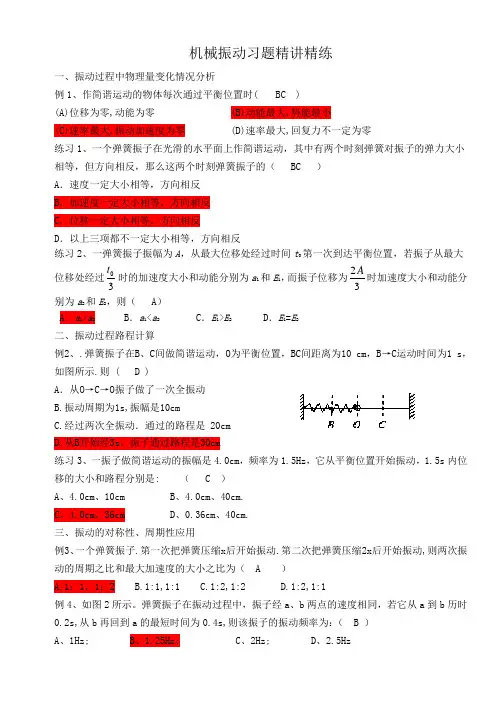 高二物理机械振动习题精讲精练