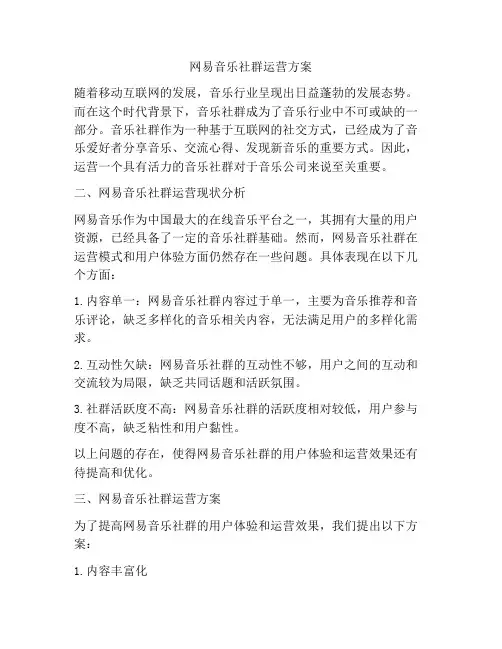 网易音乐社群运营方案