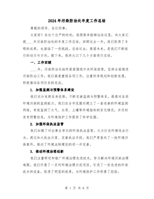 2024年污染防治处年度工作总结(2篇)