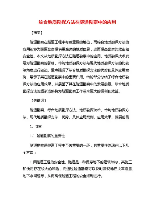 综合地质勘探方法在隧道勘察中的应用