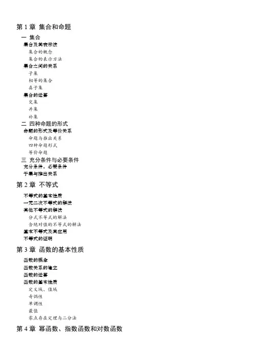 上海高中数学教材知识目录详细版-推荐下载