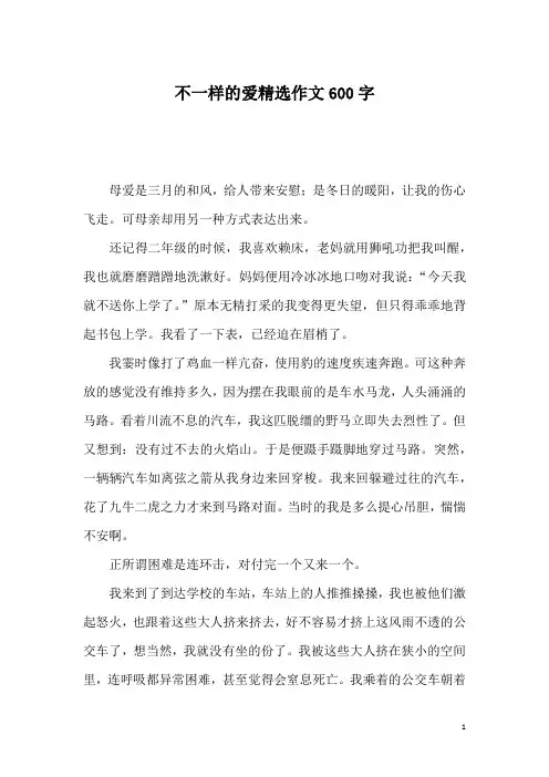 不一样的爱精选作文600字