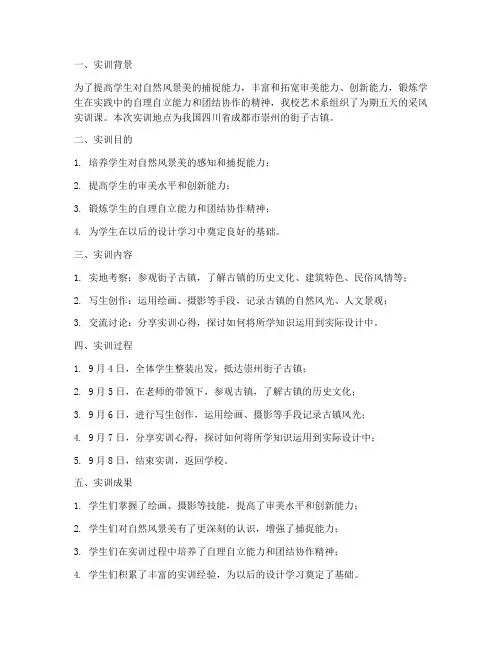 《采风实训课》实训报告