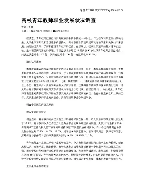 高校青年教师职业发展状况调查