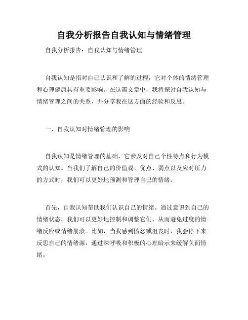 自我分析报告自我认知与情绪管理
