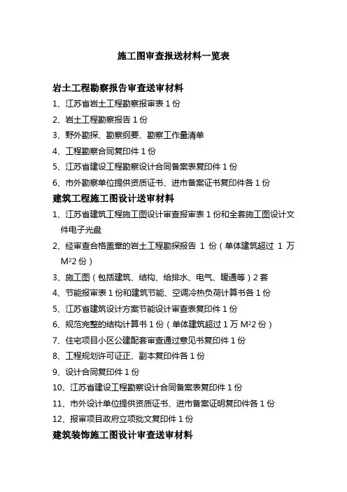 施工图审查准备资料