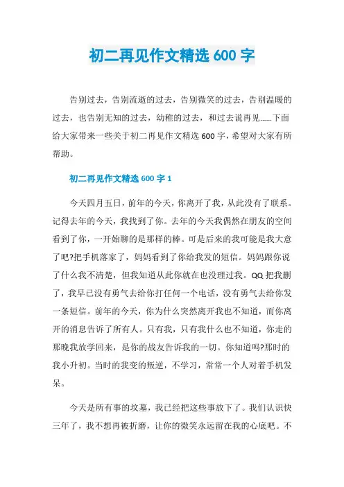 初二再见作文精选600字