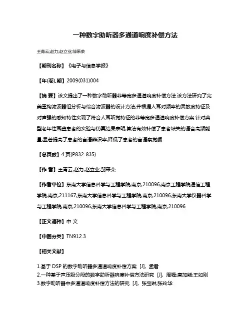 一种数字助听器多通道响度补偿方法