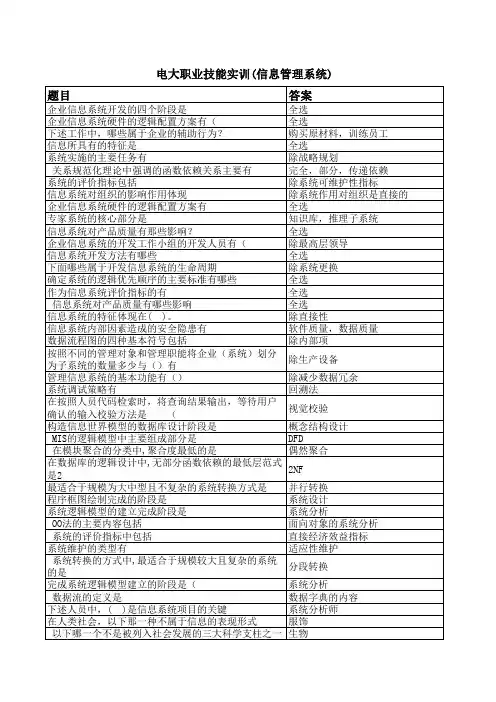 电大职业技能实训(信息管理系统)答案