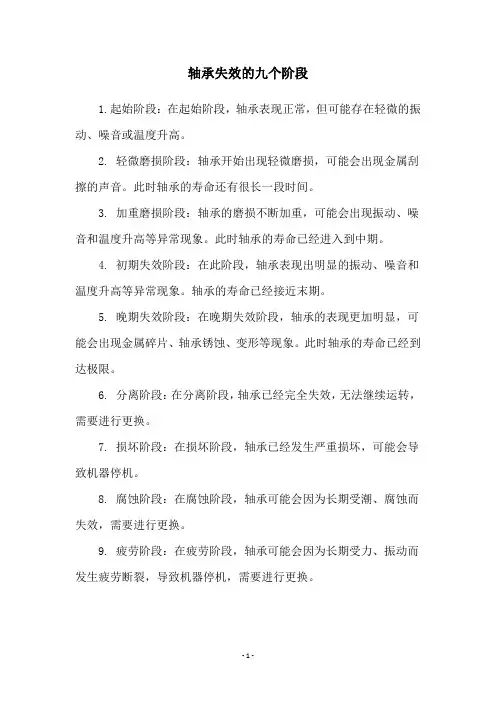 轴承失效的九个阶段