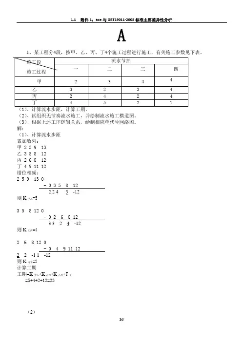 《工程项目管理》复习资料--计算题部分