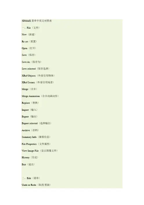 3dmax中英文对照
