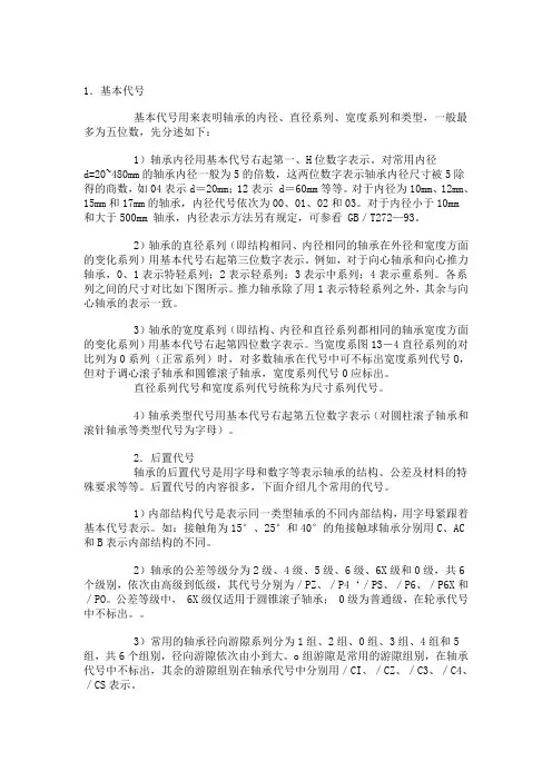 常用轴承代号的意思