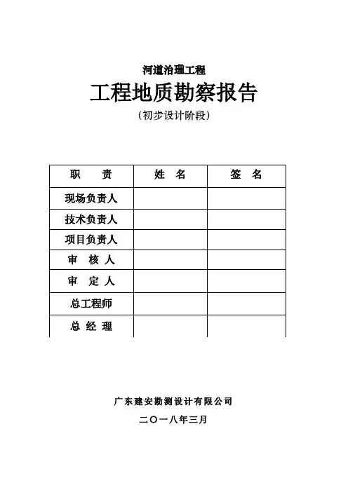 河道治理工程地质勘察报告