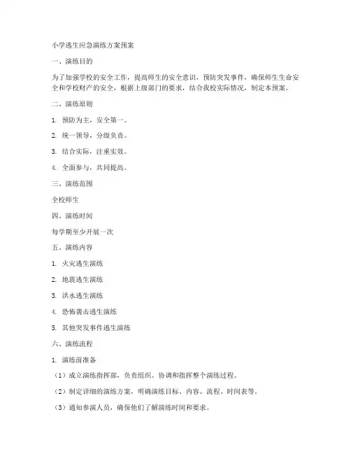 小学逃生应急演练方案预案