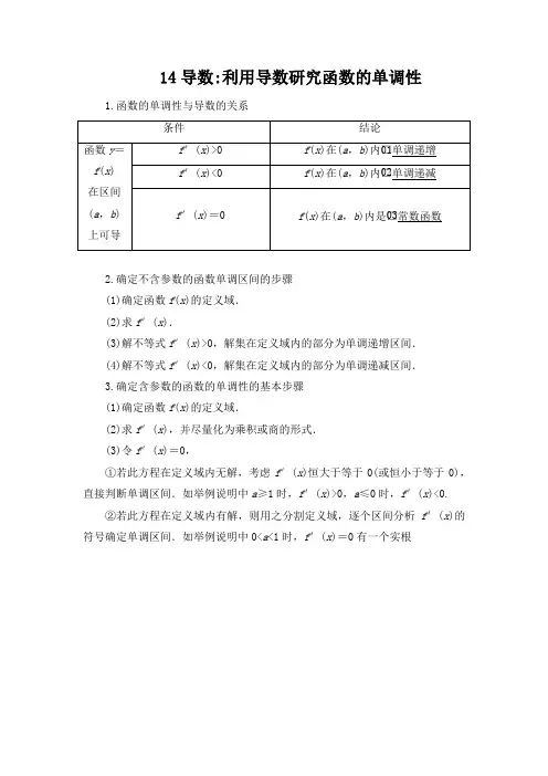 14导数、利用导数研究函数的单调性(含答案)