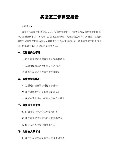 实验室工作自查报告