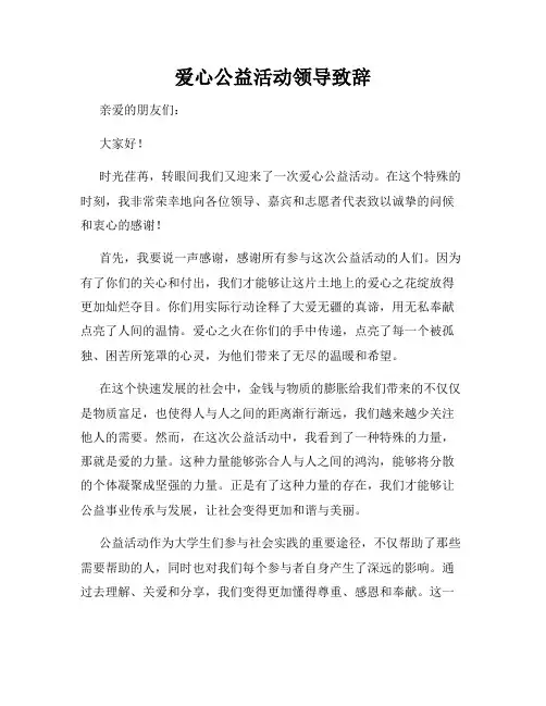 爱心公益活动领导致辞