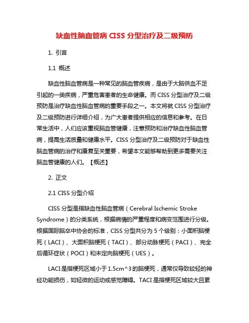 缺血性脑血管病CISS分型治疗及二级预防
