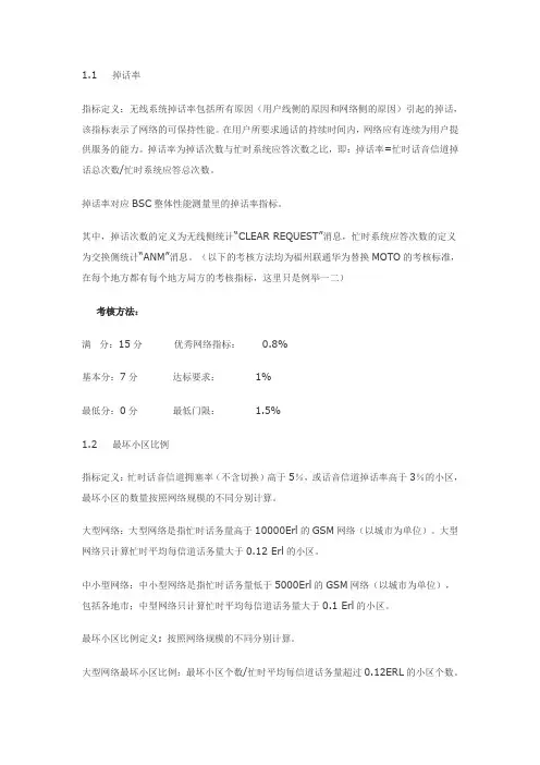 网优主要KPI