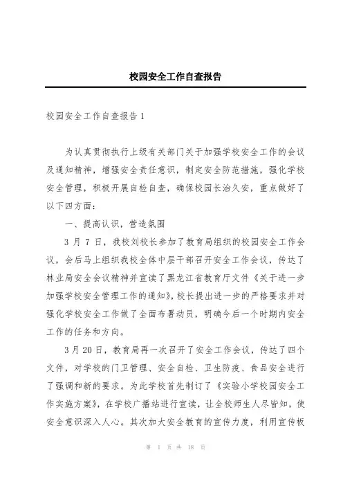 校园安全工作自查报告