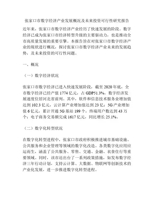 张家口市数字经济产业发展概况及未来投资可行性研究报告