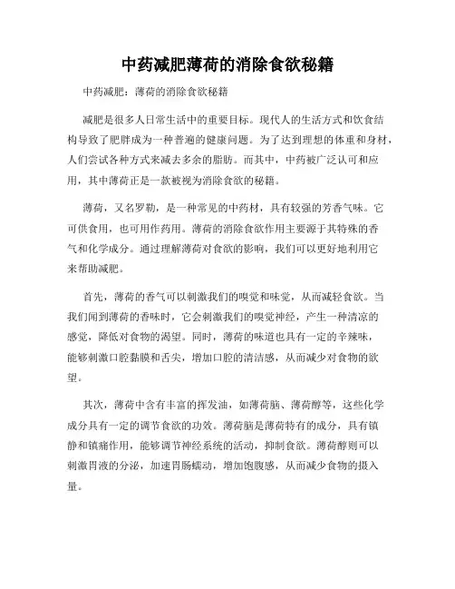 中药减肥薄荷的消除食欲秘籍