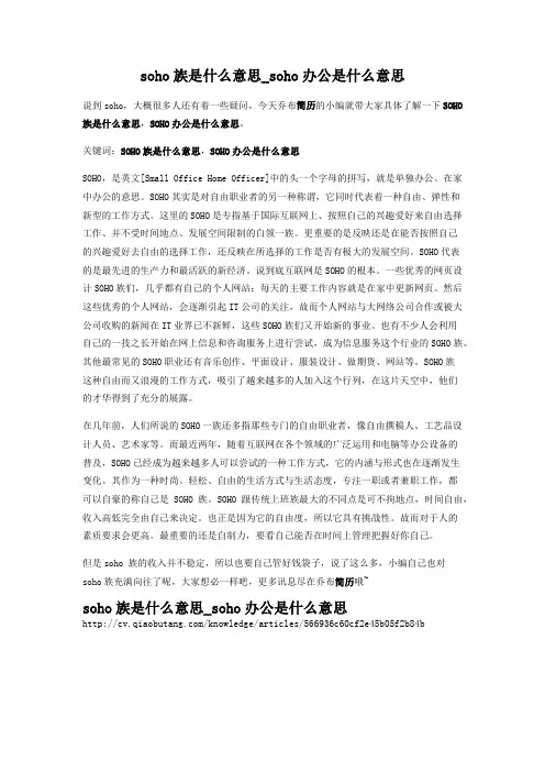 2-soho族是什么意思_soho办公是什么意思
